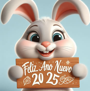 Alegre feliz 2025 clipart con lindo conejo sonriente