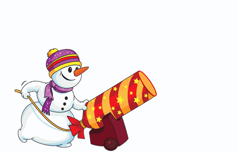 Gifs animados divertidos 2025 con muñeco de nieve disparando saludos