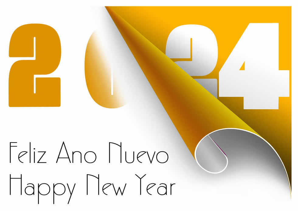 Imagen con texto Happy New Year 2025 2025 con página que hojea