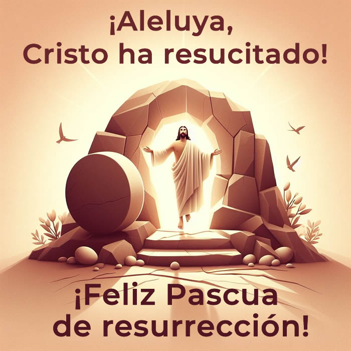 Imagen de la resurrección de Jesucristo, un acontecimiento fundamental para los cristianos. ¡Cristo ha resucitado! ¡Feliz Pascua de Resurrección!