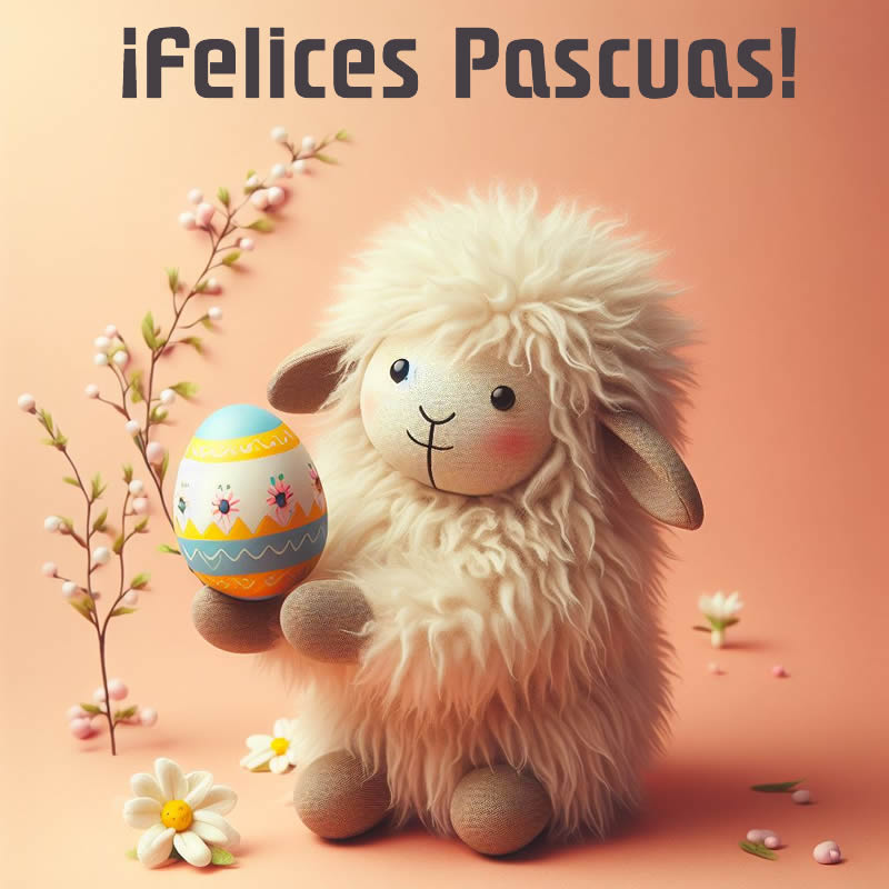 Imagen con cordero dulce con huevo de Pascua decorado