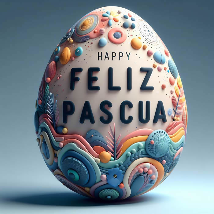 huevo de pascua elegante y multicolor con escritura de feliz pascua