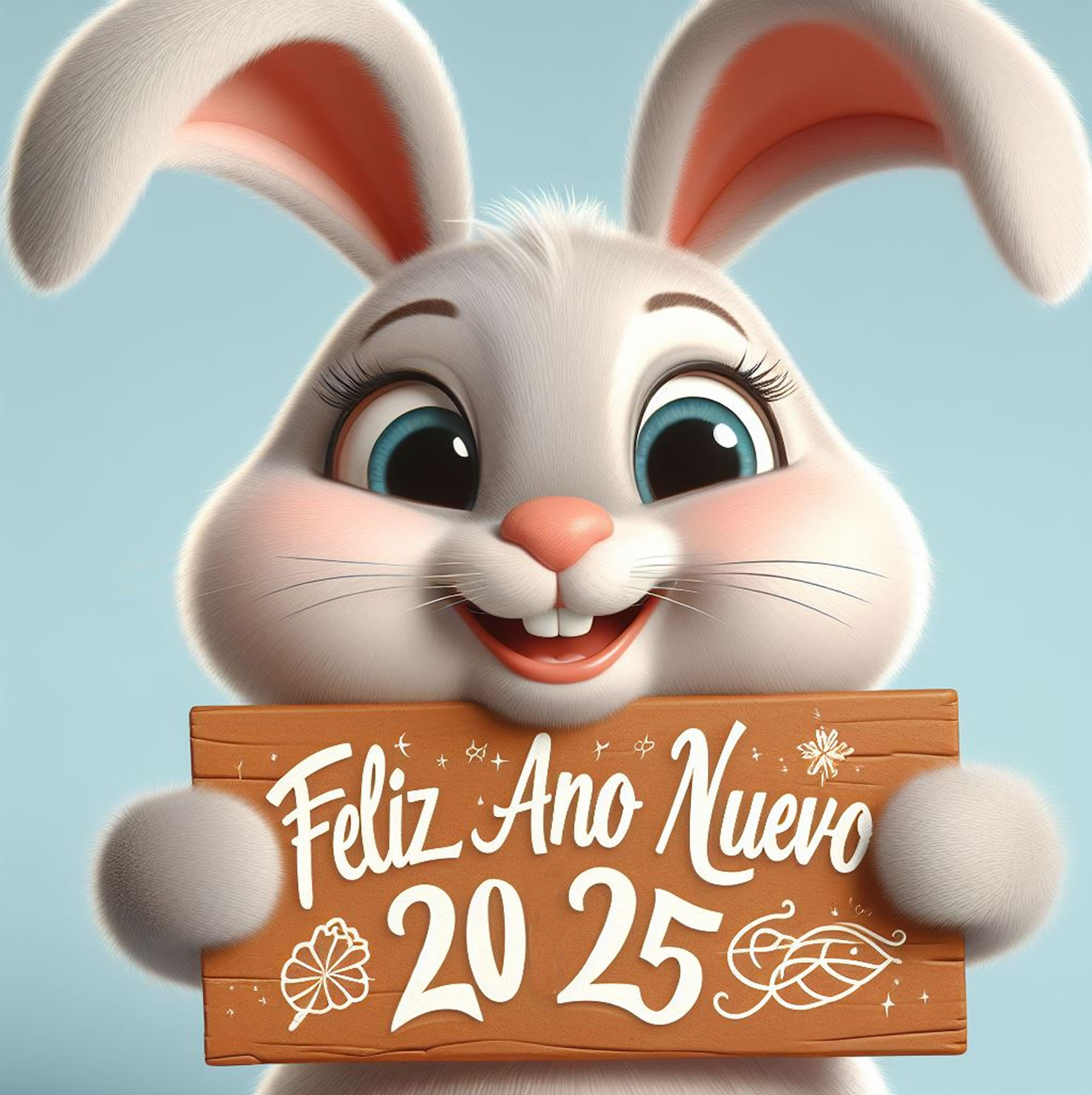 Clipart Feliz Año Nuevo 2023 con lindo conejo sonriente