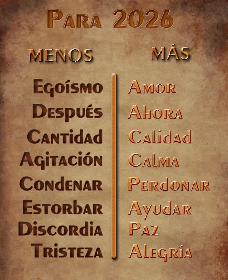 Imagen con una lista de buenas intenciones para 2026 menos egoísmo más amor.