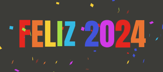 gif animado con confeti de colores y texto 2025