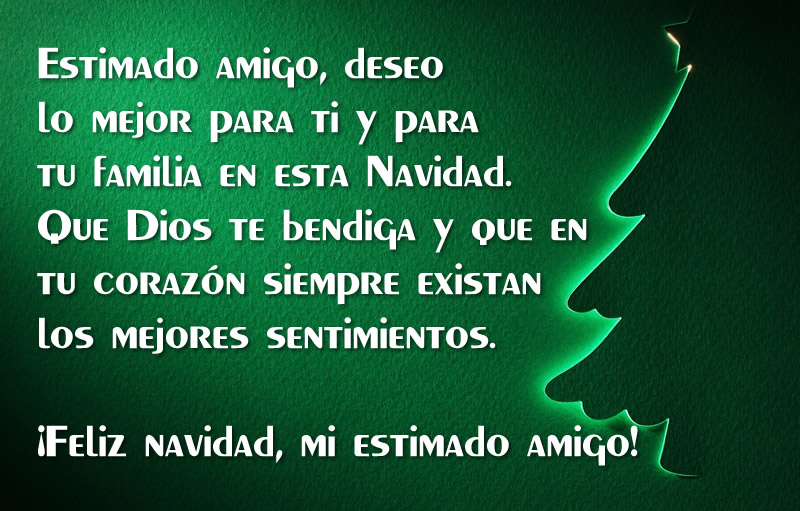 Imagen de fondo verde con mensaje de Felices Fiestas: ¡Feliz Navidad, amigo!