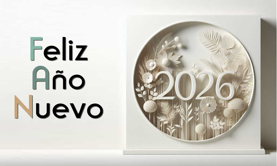 Saludos 2026 con plantas verdes