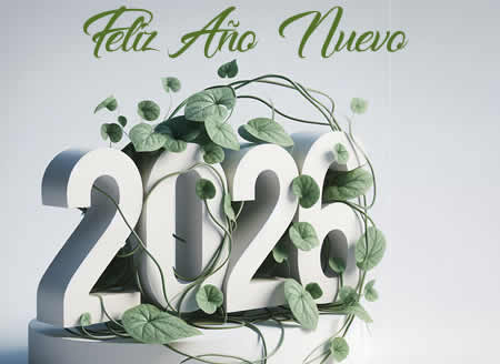 Imagen con un gran 2026 con un efecto hierba realista