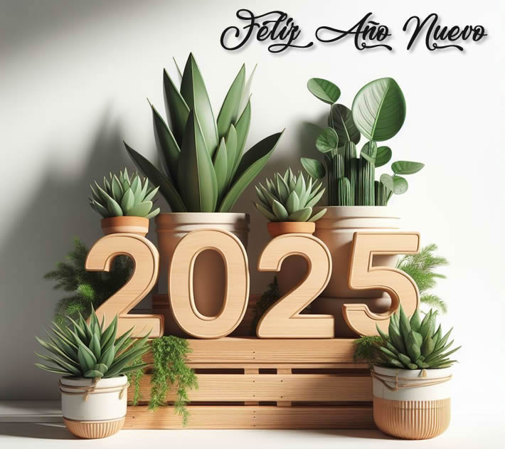 Tarjeta de feliz año nuevo 2025 verde
