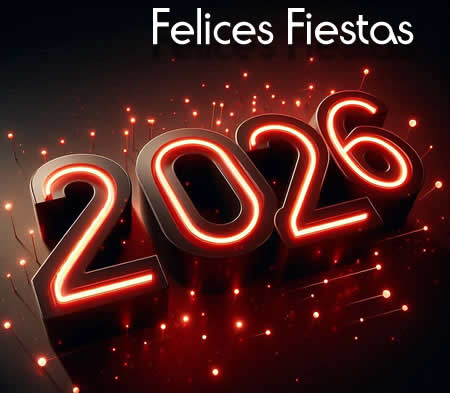 felices fiestas 2026 imagen roja con destellos de luz
