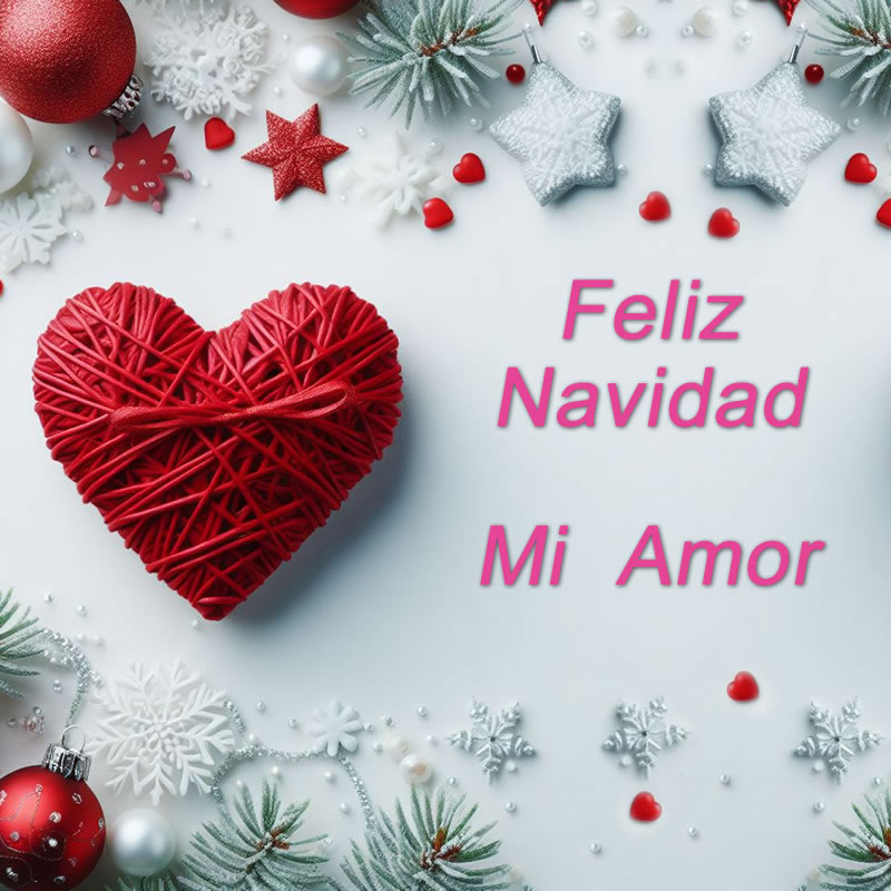 imagen con corazón rosa, mariposas y linterna para crear un ambiente romántico y desear una feliz Navidad a tu amor 
