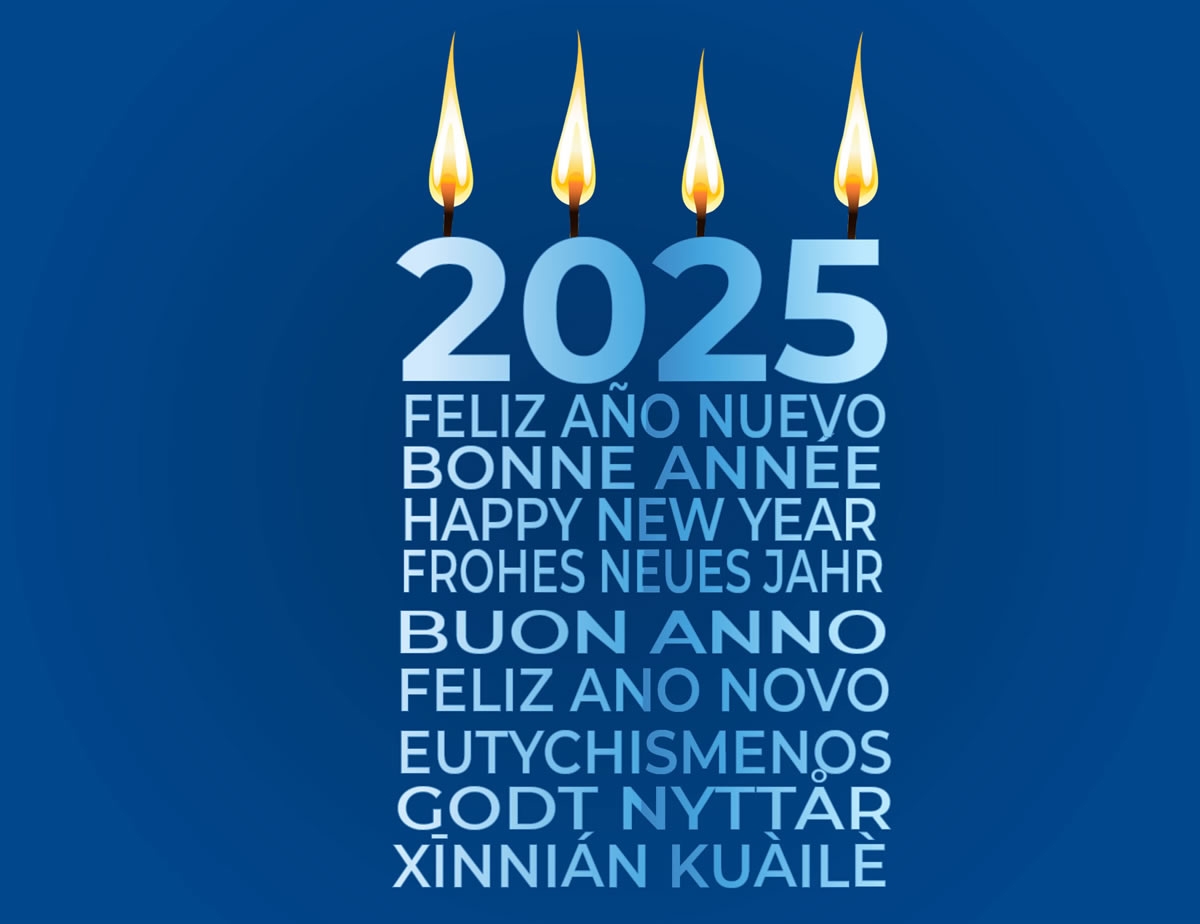 Imagen con pastel de celebración 2025 con velas