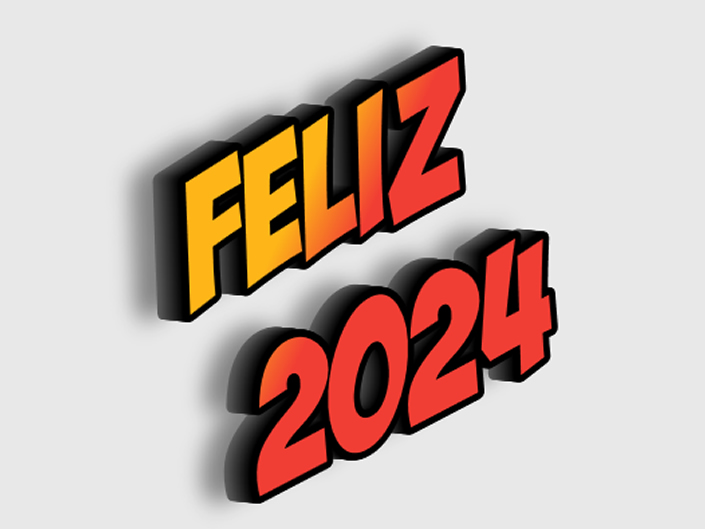 Imagen artística con el número 2025 y deseos de feliz año nuevo