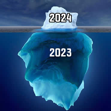 imagen de saludo con un iceberg y la inscripción 2025