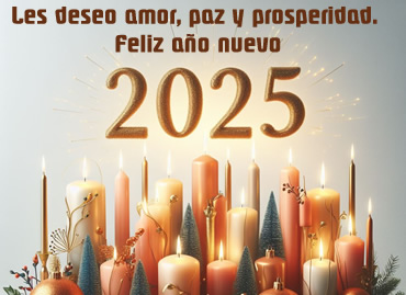 Tarjeta de felicitación y velas para soplar para 2025